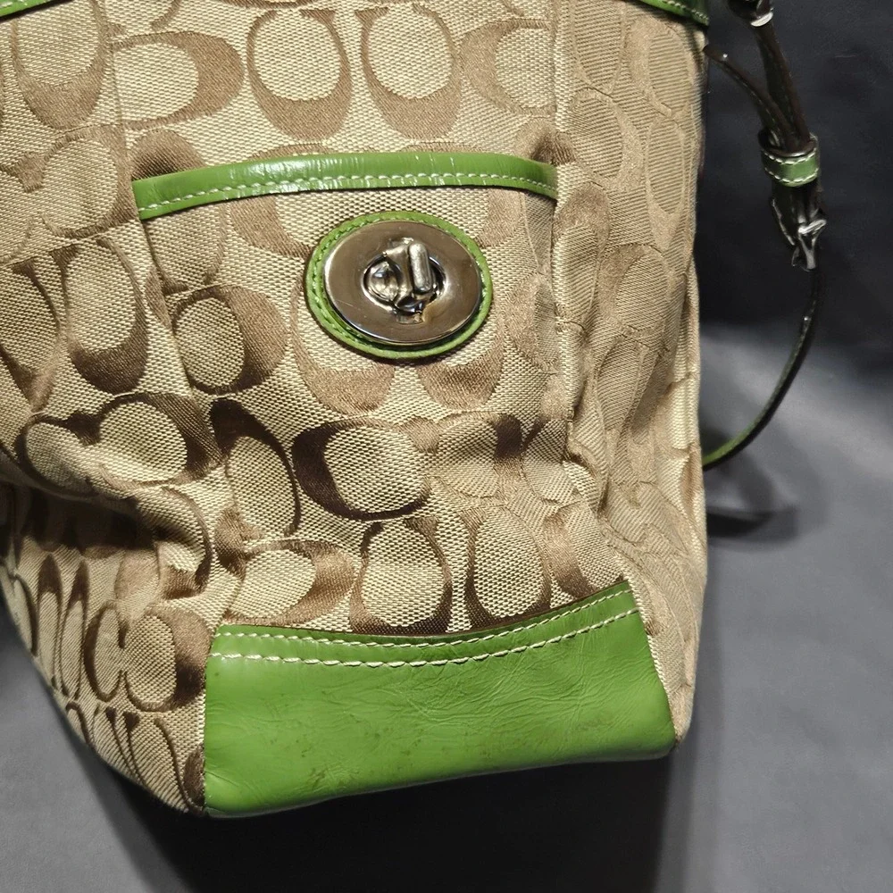 Vintage Coach Signature Pleated East West Gallery Tote Brown Monogram F14281